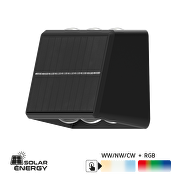 Соларно LED осветителено тяло за стена CCT+RGB, 2x60°, IP65