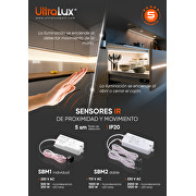 Sensor con dos detectores conmutados para apertura/cierre de puerta o proximidad, 2000 W / 1000 W, 5 cm, IP20