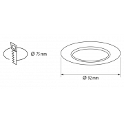 Рамка за вграждане кръг, хром, стационарна, IP44, метал