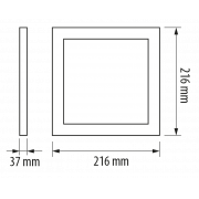 Panneau LED pour installation extérieure, carré, 18W, 2700K, 220-240V AC, lumière chaude