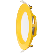 LED панел за вграждане, кръг, жълта рамка, 6W, 2700K, 220-240V AC, топла светлина