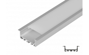 Aluminium profile for LED flexible strip for building-in, wide, shallow, 2m