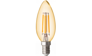 LED filament candle, dimmable, 4W, E14, 2500K, 220-240V AC, amber