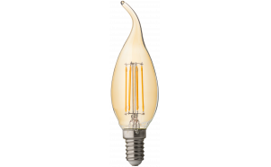 LED filament žarulja svijeća, s mogućnošću prigušivanja, 4W, E14, 2500K, 220-240V AC, jantarna