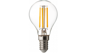 LED filament globe, dimmable, 4W, E14, 4200K, 220-240V AC