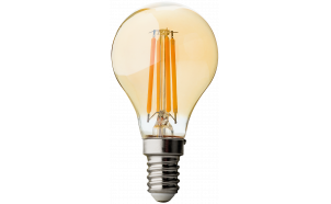 LED filament okrugla žarulja, s mogućnošću prigušivanja, 4W, E14, 2500K, 220-240V AC, jantarna