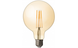 LED filament globe, dimmable, 4W, E27, 2500K, 220V -240V AC, amber