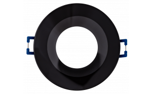 Cornice downlight da soffitto, rotonda, nera, fissa, IP44, alluminio e vetro