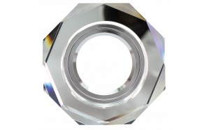 Cornice downlight da soffitto, ottagonale, GU10, fissa, cristallo bianco, metallo, IP20