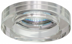 Cornice downlight da soffitto, rotonda, GU10, fissa, cristallo bianco, metallo, IP20