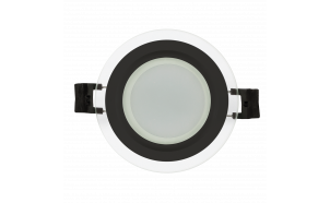 Pannello LED in vetro da incasso, rotondo 6W, 4200K, 220V-240V AC, IP44, anello nero