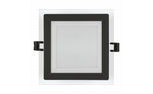 Pannello LED in vetro da incasso quadrato, 18W, 4200K, 220V-240V AC, IP44, anello nero