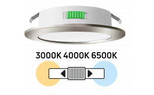 Мебелна LED луна за вграждане, кръг, 4W, 3000K/4000K/6500K, 12V DC, IP44, сатен никел
