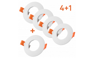 Confezione bonus 4+1 Cornice per faretto da soffitto 5 pz./scatola, rotonda, fissa, bianca, plastica, IP20