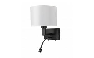 Wall light fixture with lamp shade and build-in LED spot light, E27, max 10W LED/1W, 3000K, IP20, black