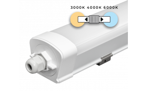 Plafoniera lineare a LED sottile in termoplastica 1.5m, IK08, 45W, CCT, 220-240V AC, IP65