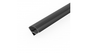 Aluminijski profil za fleksibilnu LED traku, crni, s crnim difuzorom, za površinsku montažu, kutni, 2m
