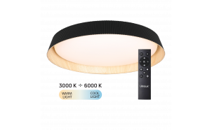 Lampada da soffitto LED CCT dimmerabile con telecomando nero/legno, max.72W, 3000K-6000К