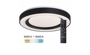 Lampada da soffitto LED dimmerabile CCT con telecomando, nera, max.72W, 3000K-6000К