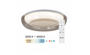 Lampada da soffitto LED dimmerabile ССТ+RGB con telecomando, quarzo fumé, 28W+5W, 3000K-6000К+RGB