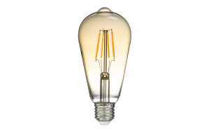 LED filament лампа крушка, амбър, ST64, 5W, E27, 1800K, 230V AC, амбър