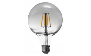 LED filament globe, smokey, G125, 5W, E27, 1800K, 230V AC