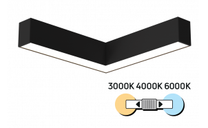 LED L-lighting fixture, CCT, black, 20W