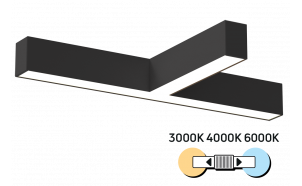 Apparecchio di illuminazione a LED a T, CCT, nero, 30W