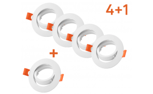 Confezione bonus 4+1 Cornice per faretto da soffitto 5 pz./scatola, rotonda, mobile, bianca, plastica, IP20