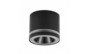 Faretto da soffitto per montaggio superficiale per modulo LED, antiriflesso, rotondo, fisso, nero, IP20