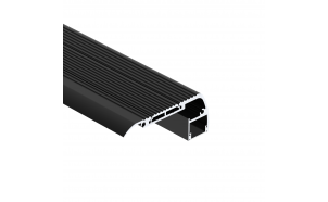 Aluminijski profil za fleksibilnu LED traku, crni s crnim difuzorom, 2m, za stepenice
