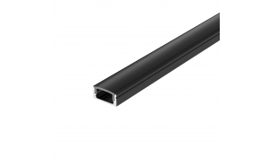 Aluminijski profil za fleksibilnu LED traku, crni s crnim difuzorom, za površinsku montažu, plitki, 3m