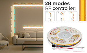 Bande unicolore LED numérique 11W/m, 4000K, IC WS2811, 24V DC, 10 pixels/m, COB, 10m, IP20