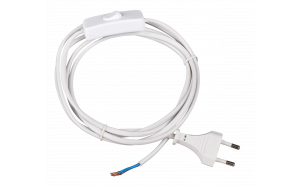 Cavo di alimentazione con spina ed interruttore, bianco, 1 pc.