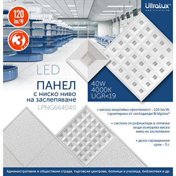 LED панел с ниско ниво на заслепяване