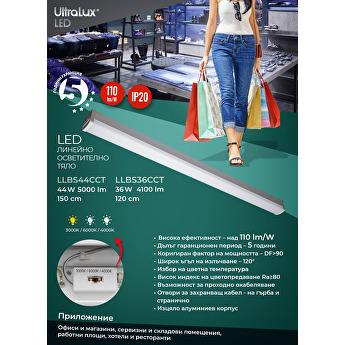 LED Линейни осветителни тела с висока ефективност - над 110 lm/W