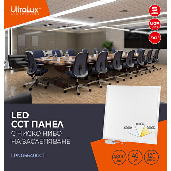 LED CCT панел с ниско ниво на заслепяване и 5 години гаранция Ultralux