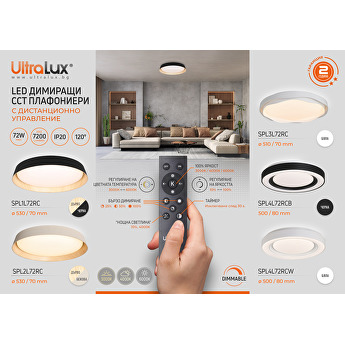 LYON, PRTOFINO, PULIA, LED димиращи плафониери с дистанционно управление Ultralux